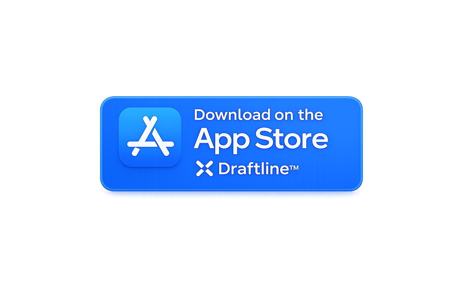 Blue app store download button for Draftline app with white text and logo.